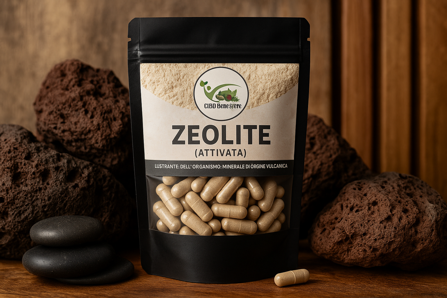 Zeolite capsule sacchetto - lifestyle con logo originale