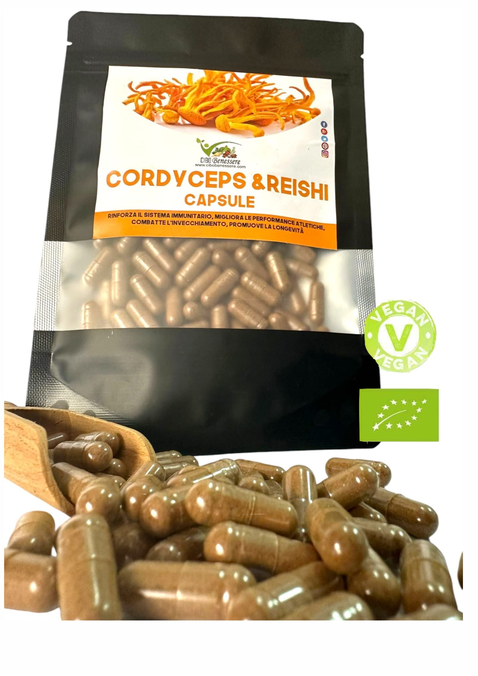 CORDYCEPS e REISHI Biologico (ganoderma) in capsule vegetali biologiche - cibobenessere