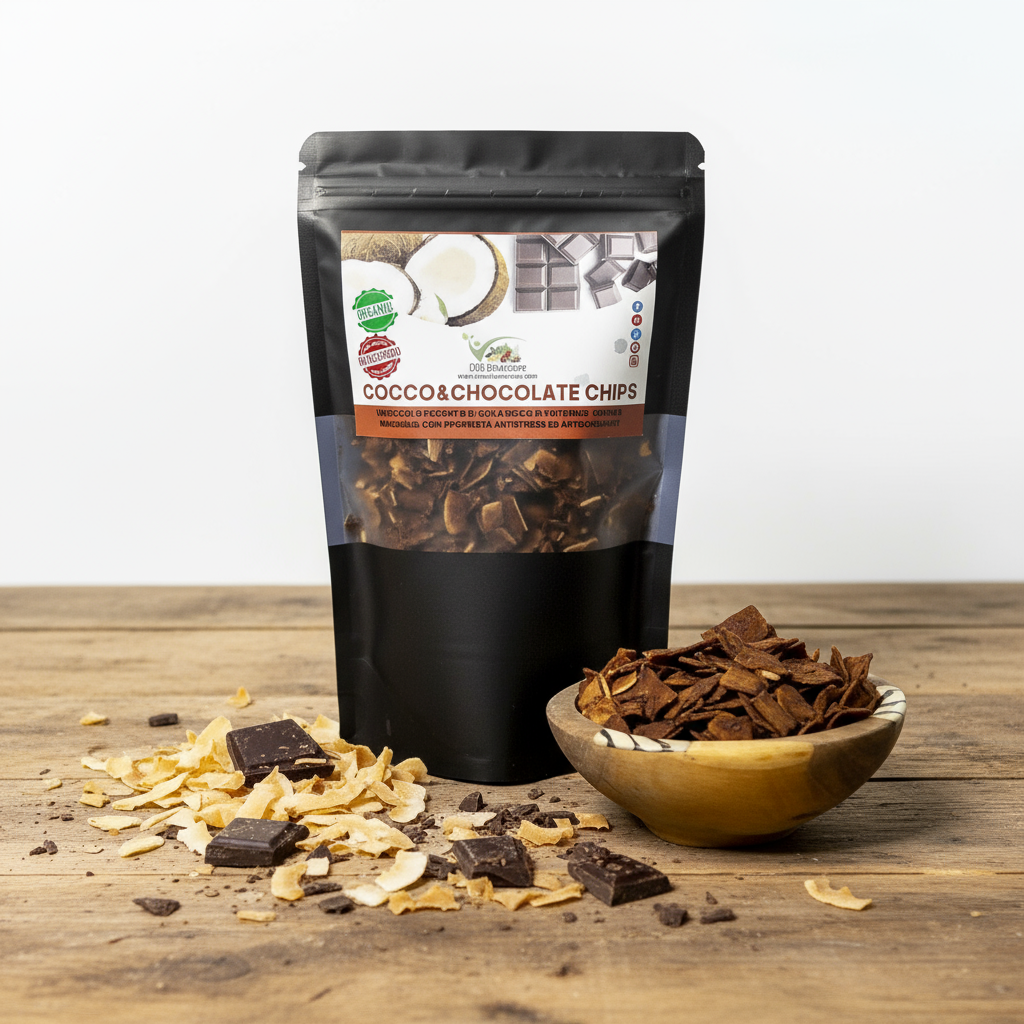 Cocco Cioccolato su tavolo rustico