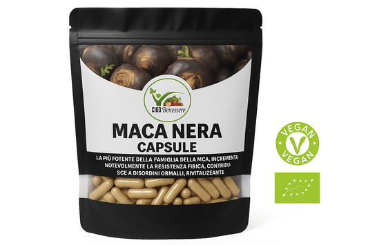 Packaging Maca Nera con logo Cibo Benessere corretto