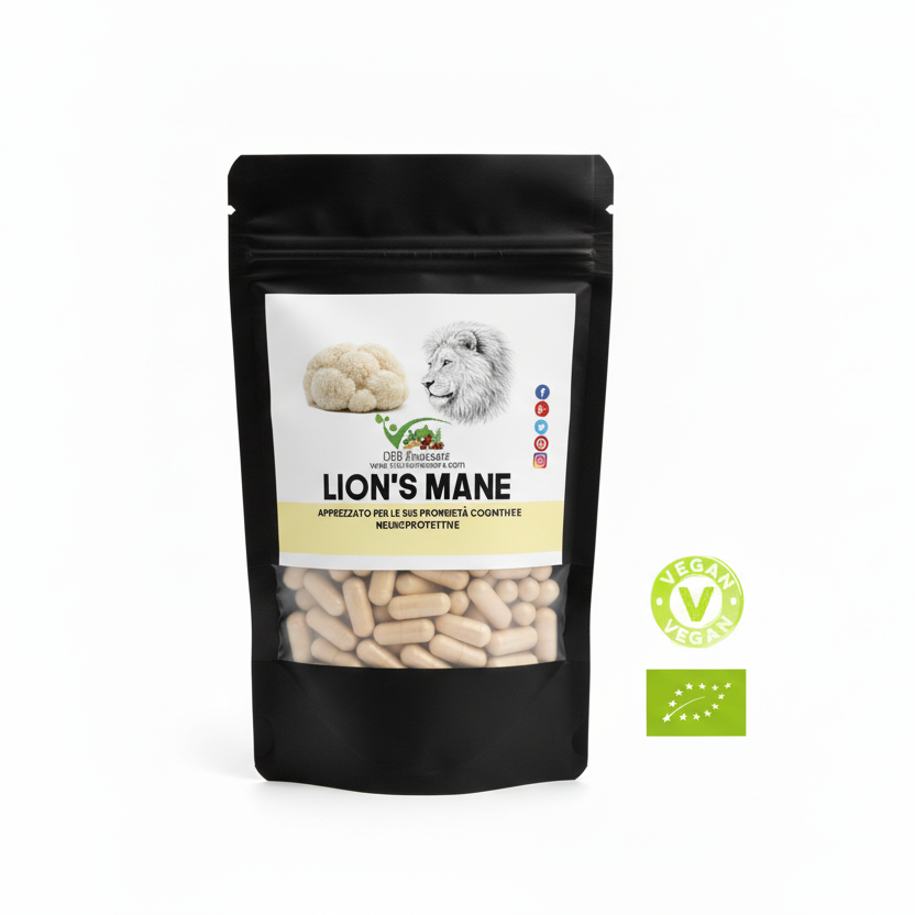 Sacchetto Lion's Mane con badge vicini
