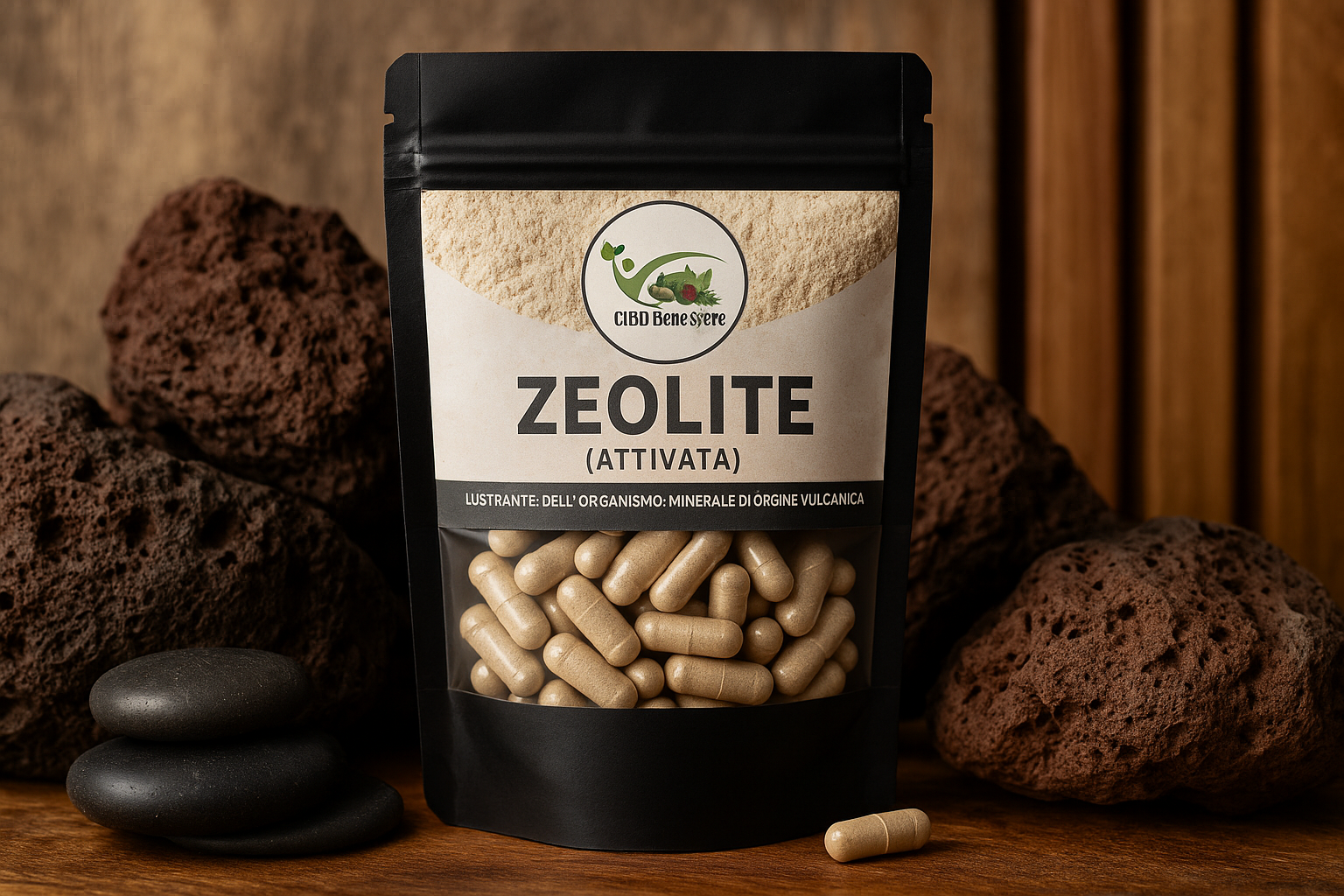 Zeolite capsule sacchetto - lifestyle con logo originale